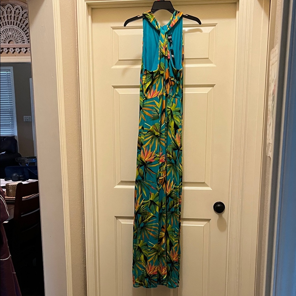 INC Tropical birds of paradise  halter Dress halter with peek a boo in front